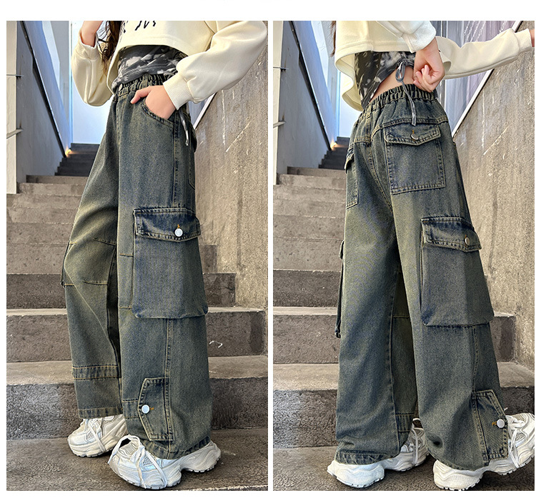 ชุดเต้น Coverdance เสื้อครอป แมว พร้อมปลอกแขน / กางเกงยีนส์คาร์โก้