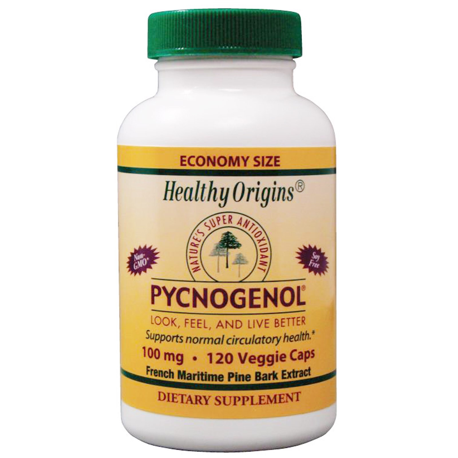 *Economy size*Healthy Origins Pycnogenol 100 mg, 120 caps/สารสกัดจากเปลือกสนมาริไทม์ฝรั่งเศส ช่วยลดจุดด่างดำจากสิว ฝ้า กระ ให้ผิวใส และช่วยให้สีผิวสม่ำเสมอขึ้น