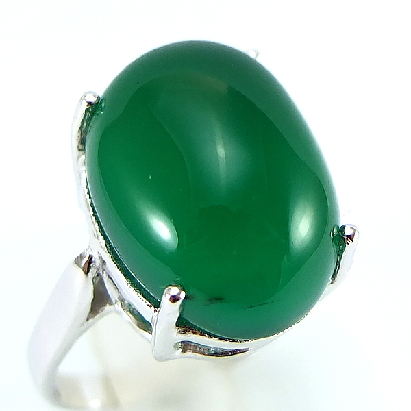 แหวนเงินแท้ราคาถูกชุบทองคำขาว พลอยแท้กรีนอะเกท 13.50 กะรัต งานประณีตสวยงาม สั่งผลิตค่ะ