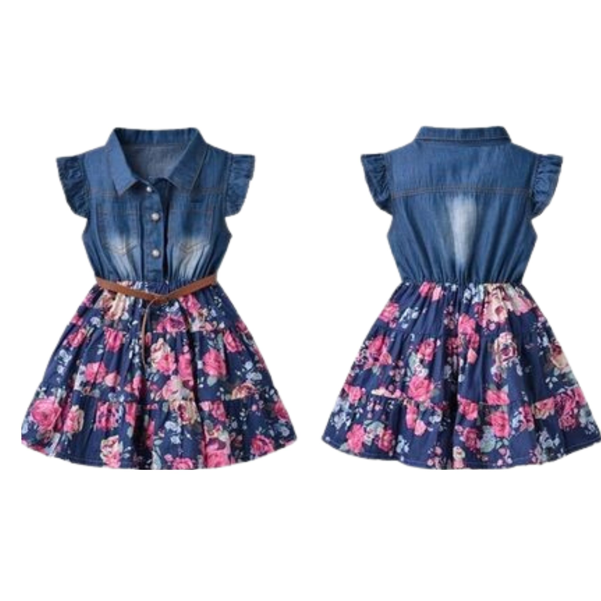 พร้อมส่ง ชุดเด็ก ชุดเซ็ต เดรสแขนยาว+เอี้ยมยีนส์ เอี๊ยมเด็ก