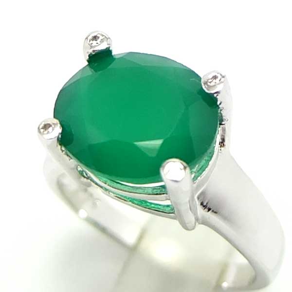 แหวนเงินแท้ราคาถูกชุบทองคำขาว พลอยแท้กรีนอะเกท 4.15 กะรัต เพชรCZ 0.028 กะรัต งานประณีตสวยงาม สั่งผลิตค่ะ