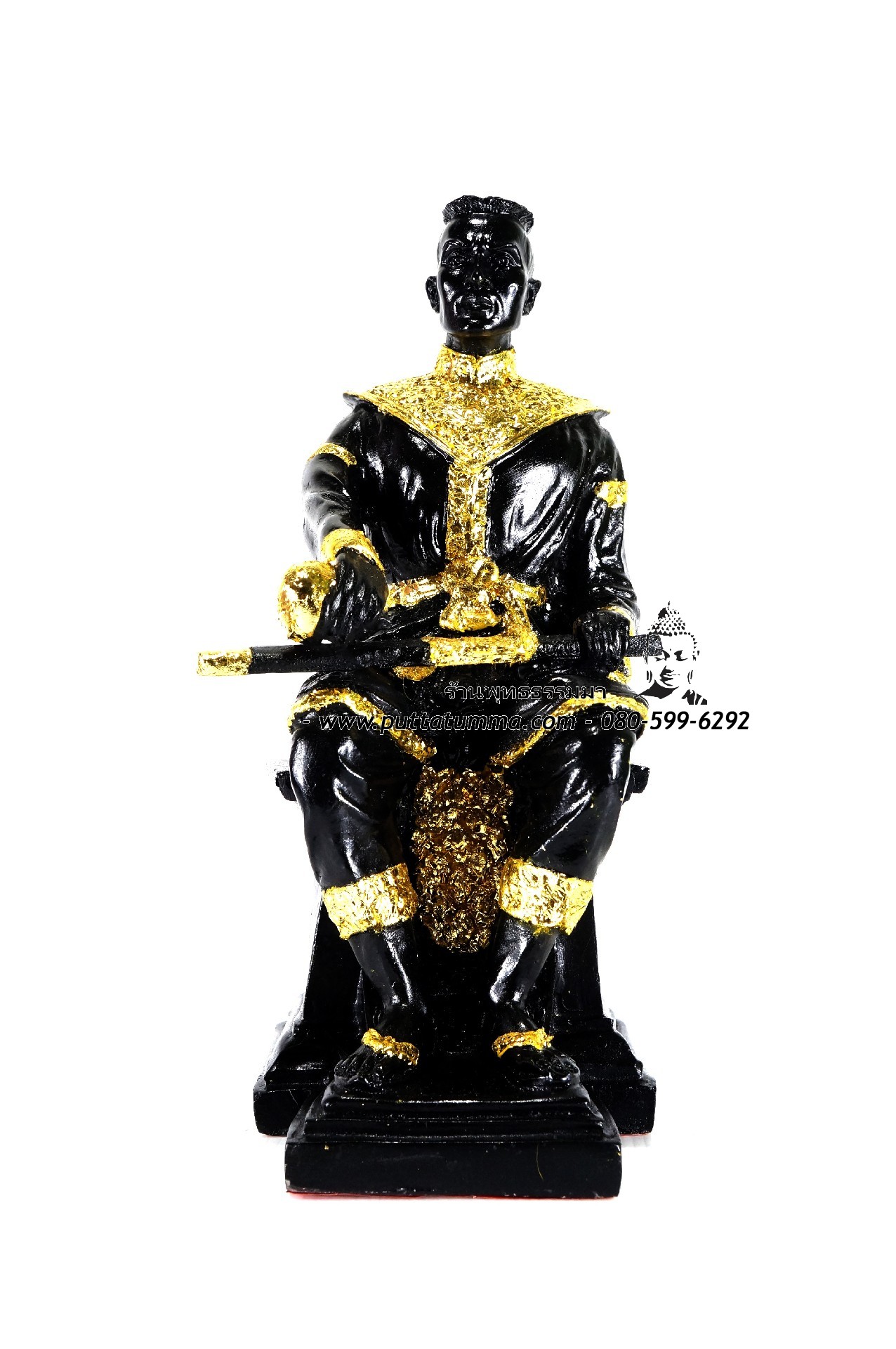 สมเด็จพระนเรศวรมหาราช เนื้อเรซิ่น สีดำปิดทอง ขนาด 5 นิ้ว สูง 10 นิ้ว