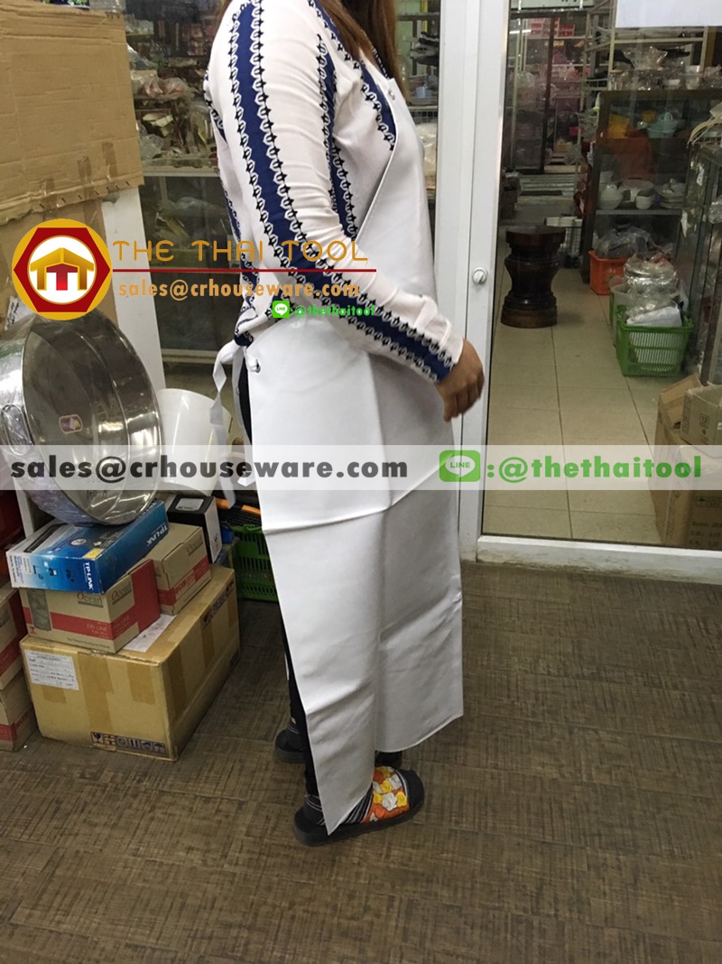ผ้ากันเปื้อนหนังเทียมสีขาว 044-APR-631-001,เอี๊ยมหนังสีขาว,เสื้อคลุมกันเปื้อน,apron,ຜ້າກັນເປື້ອນ,เอี๊ยมสำหรับฟาร์มปศุสัตว์