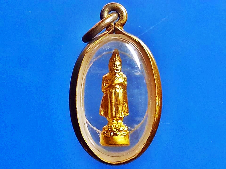 พระพุทธ ปางรำพึง เลี่ยมทองแดงชุบไมครอน