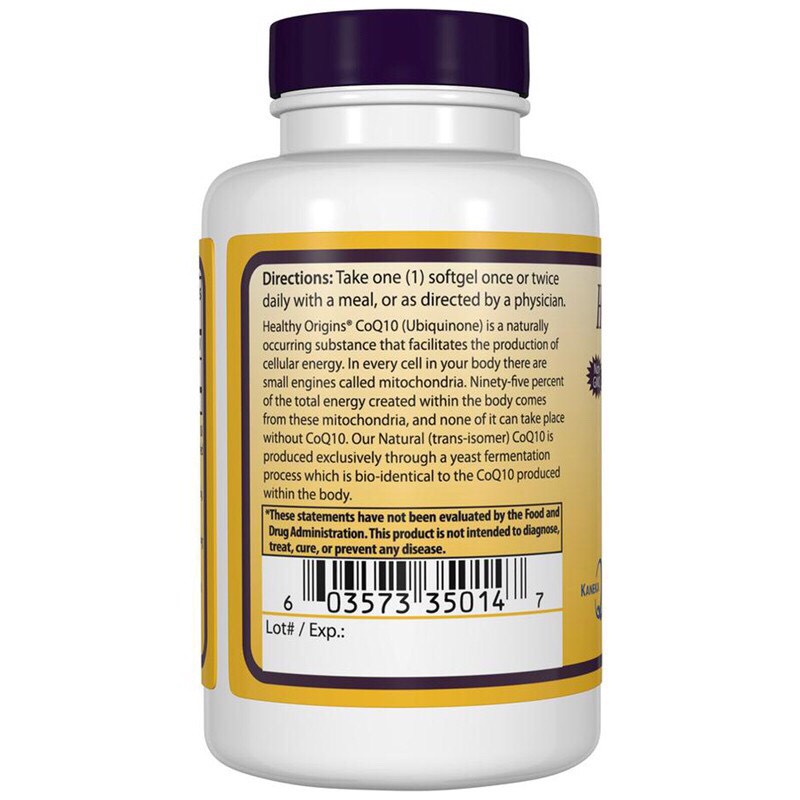 (Pre-order)*Economy size*Healthy Origins CoQ10 (Kaneka Q10)100mg 150 softgelsโคเอนไซม์คิวเท็น ช่วยบำรุงหัวใจ และ บำรุงผิวพรรณให้ดูสดใส ชะลอการเสื่อมสภาพของผิวพรรณ