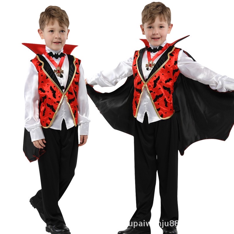 พร้อมส่ง ชุดเด็ก ฮาโลวีน Vampire แดร๊กคูล่าพร้อมผ้าคลุม