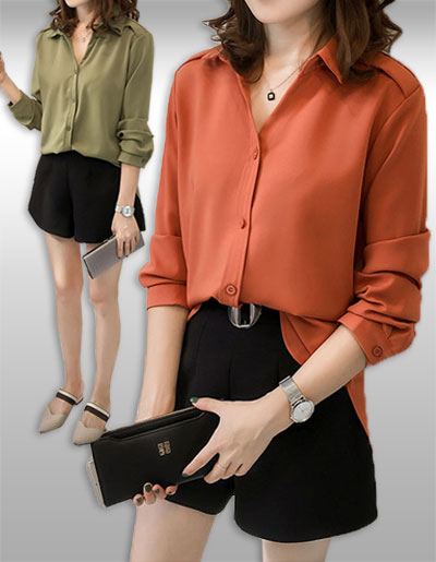 เสื้อเชิ๊ตแฟชั่นใส่ทำงานแขนยาวสไตล์สวยหรู มี2สี 6 ไซส