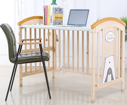 เตียงนอนเด็ก ไม้จริงสามารถปรับขยายเป็นเตียงเด็กโต Double Size TB10107