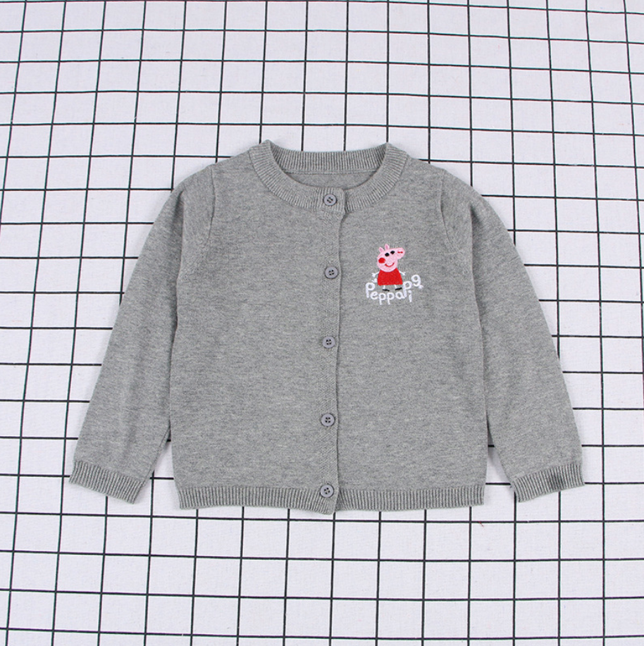 กันหนาว: เสื้อกันหนาวเด็ก Peppa pig สีชมพู;แดง