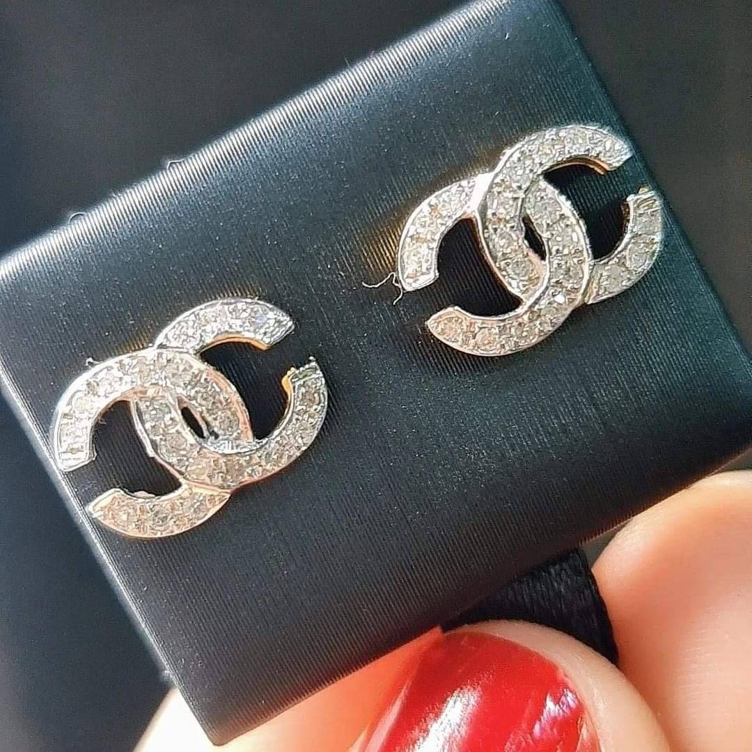 พร้อมส่งและสั่งผลิตต่างหูเพชรCC แต่งงาน หมั้น ใส่เที่ยว ออกงาน ทองคำ 9K เพชรแท้ 0.20 กะรัต 40 เม็ด ราคาถูกมาก ส่งฟรี