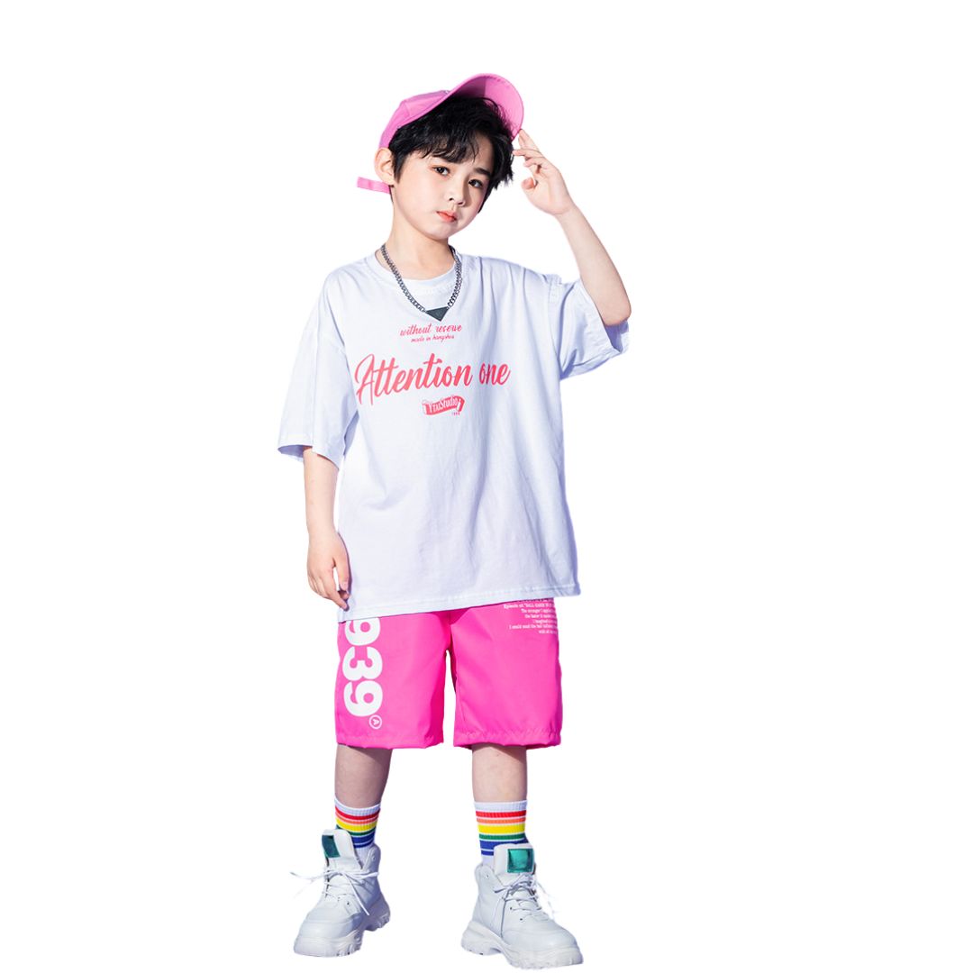 พร้อมส่ง ชุดเต้น ชุดแดนซ์ เสื้อสีขาว+กางเกงขายาว/กระโปรง สีชมพู