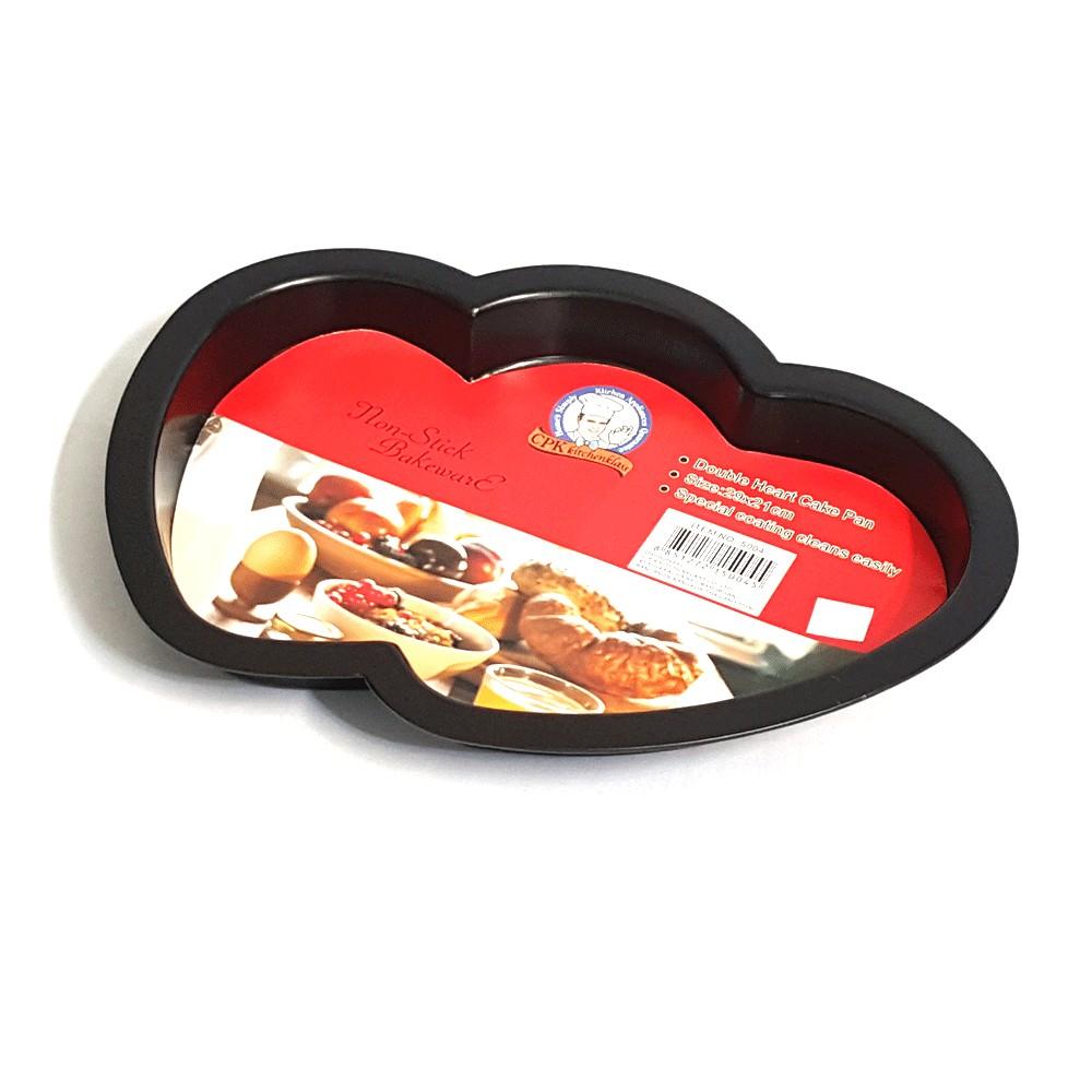 ถาดเค้กหัวใจคู่ นอนสติ๊ก 5004