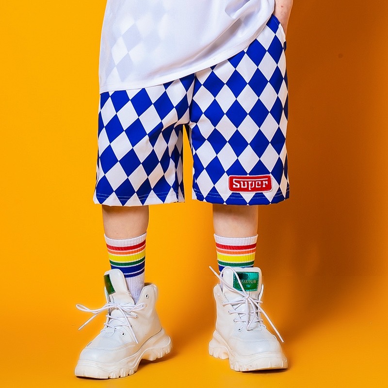 พร้อมส่ง ชุดเต้น ชุดเชียร์ เซ็ทเสื้อแขนสั้น+กระโปรง/กางเกง ลายหมากรุก