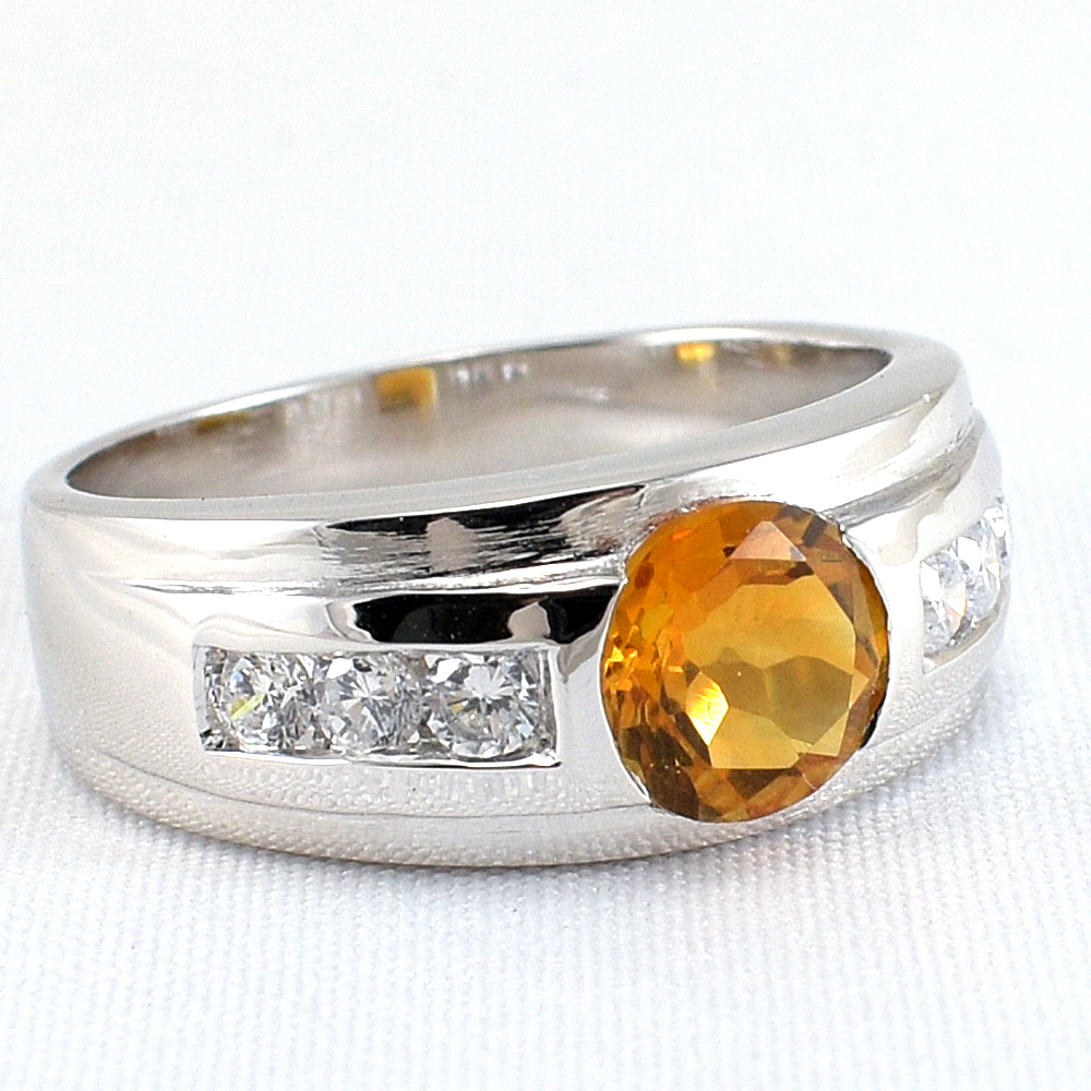 แหวนเงินแท้ราคาถูกชุบทองคำขาว ซิทรินแท้ 1.55 กะรัต งานประณีตสวยงาม สั่งผลิตค่ะ