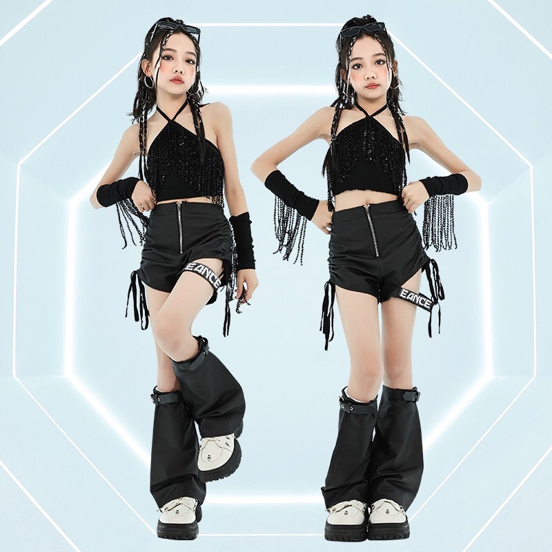 พร้อมส่ง***ชุดเต้น ชุดฮิปฮอป เสื้อแขนยาว +ตัวใน+กางเกง