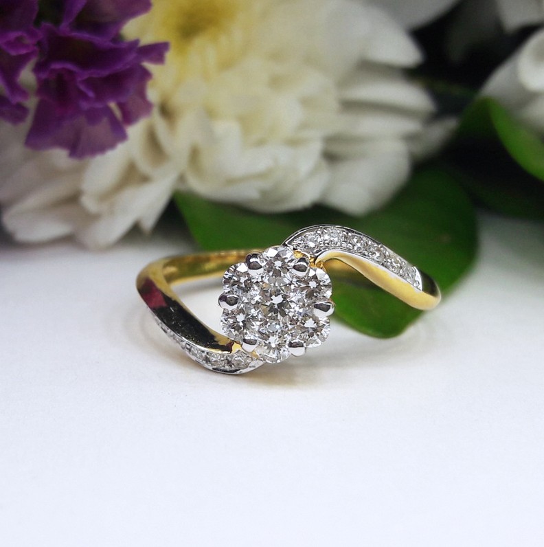 สั่งผลิตเพชรเบลเยี่ยมคัท แหวนแต่งงาน แหวนหมั้น ใส่เที่ยว ออกงาน แหวนทองคำ 18K เพชรแท้ 0.41 กะรัต 2.29 กรัม น้ำ 99 ราคาถูกมาก มีใบรับประกันค่ะ