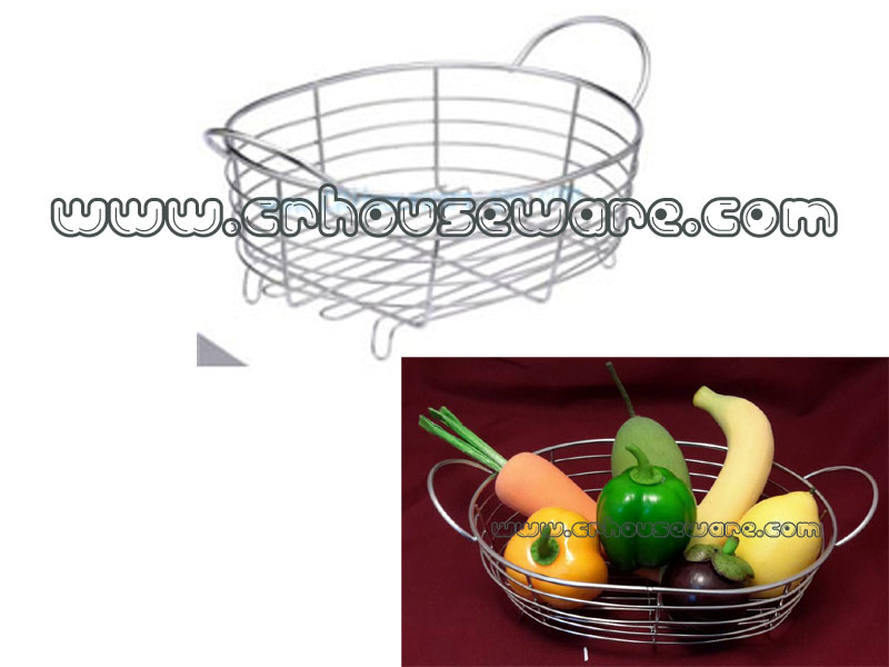 ตะกร้าใส่ผลไม้ ทรงรูปไข่สแตนเลส Basket put fruit stainless steel shape oval . 075-ST-910
