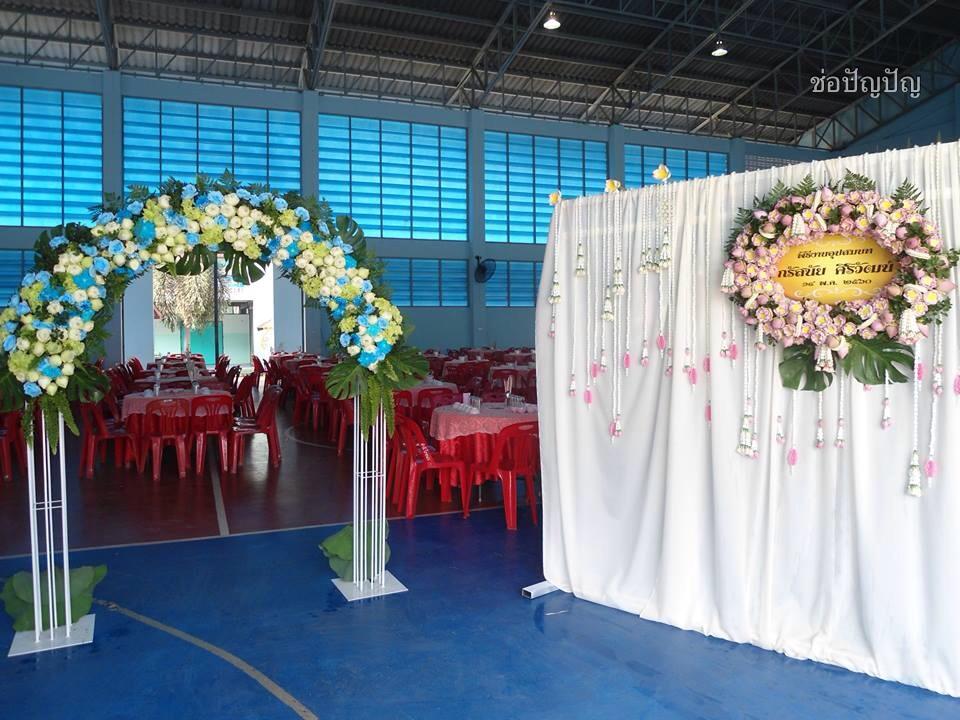 ซุ้มโค้ง (โทนสีฟ้า+ดอกบัวขาว)