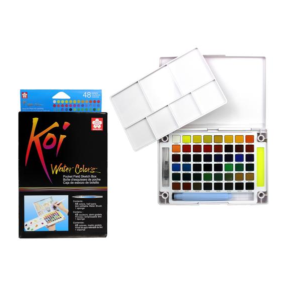 ชุดสีน้ำ Koi 48สี + พู่กันแทงค์