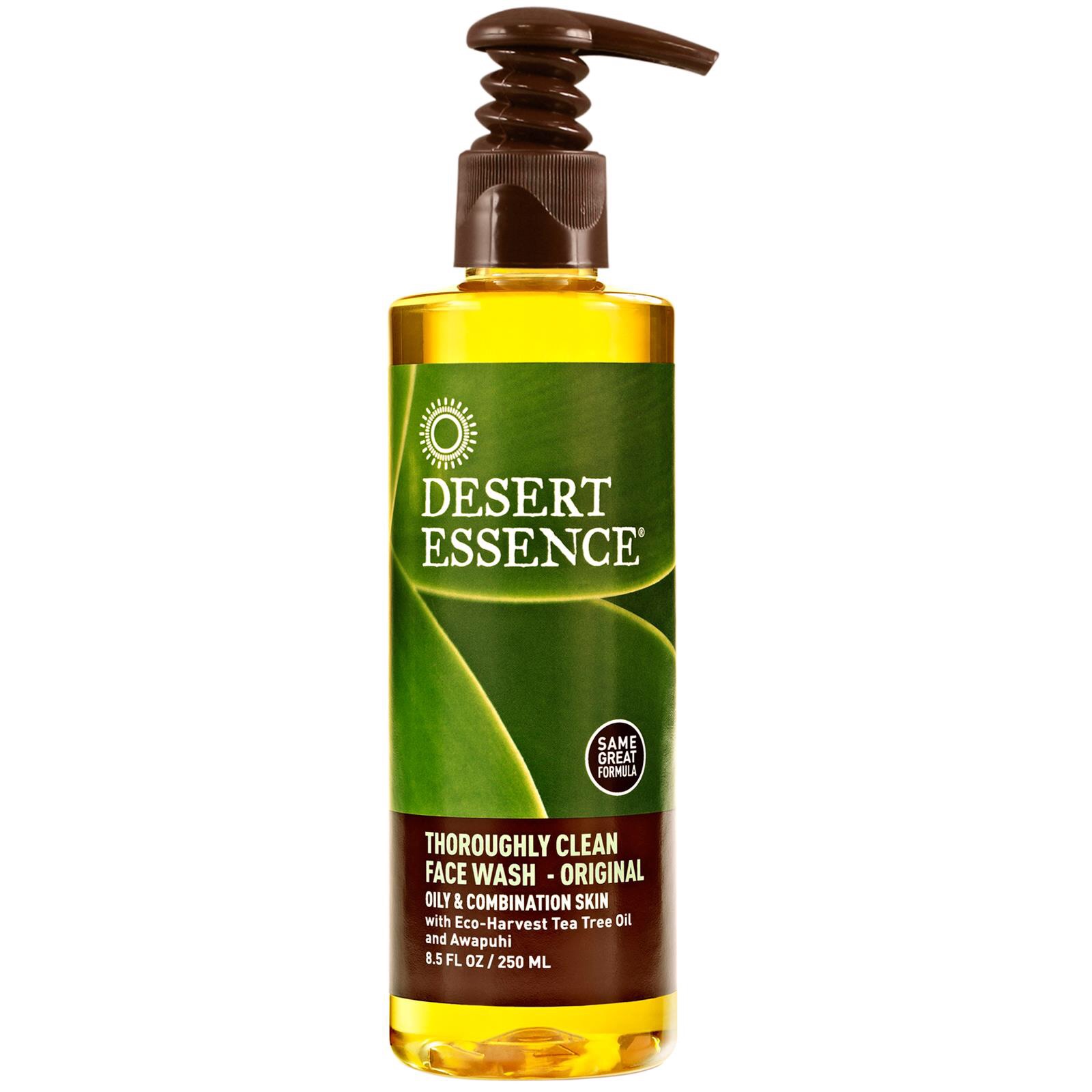 Desert Essence,Thoroughly Clean Face Wash-Original,Oily and Combination Skin,8.5 fl oz(250 ml)คลีนเซอร์ทำความสะอาดผิวหน้าที่มีส่วนผสมของTea Tree oil และน้ำมันอื่นๆ อีกหลายชนิด เหมาะสำหรับผิวมัน ผิวผสมและผิวเป็นสิว