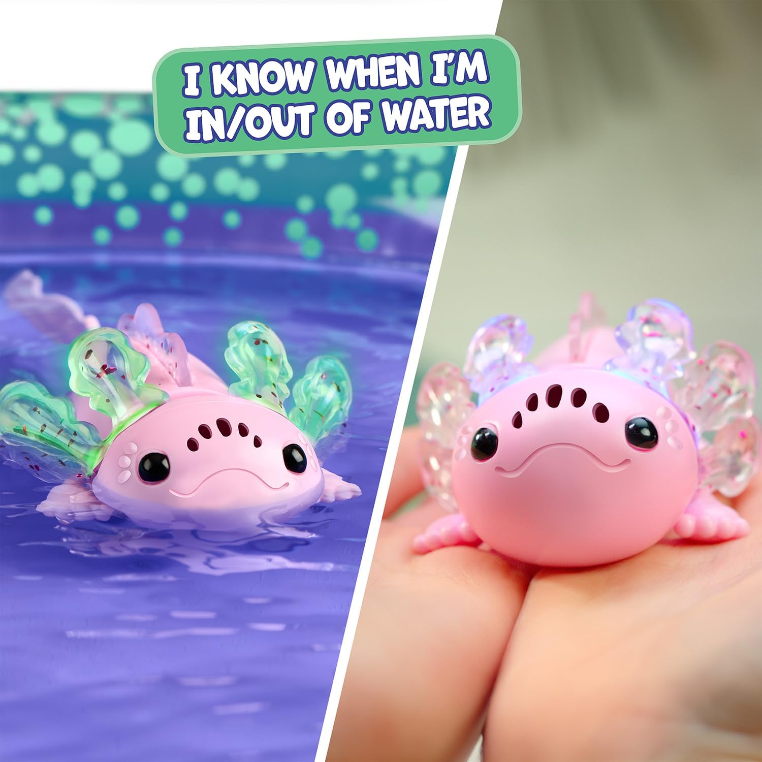 ของเล่นแบบโต้ตอบ Baby Axolotl FINGERLINGS ว่ายน้ำในน้ำ