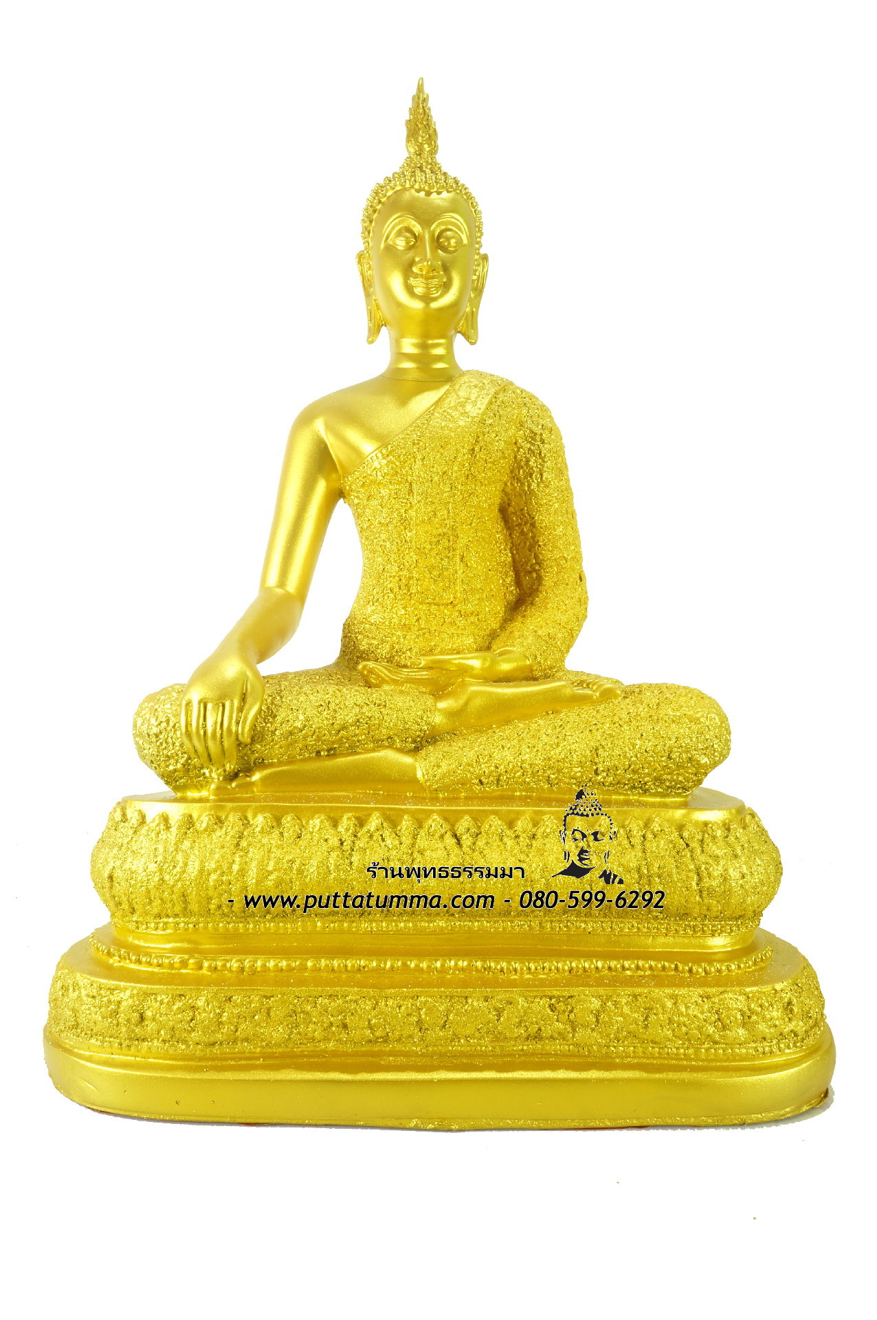 พระพุทธรูปปางมารวิชัย เนื้อเรซิ่น สีทอง หน้าตัก 9 นิ้ว สูง 15 นิ้ว