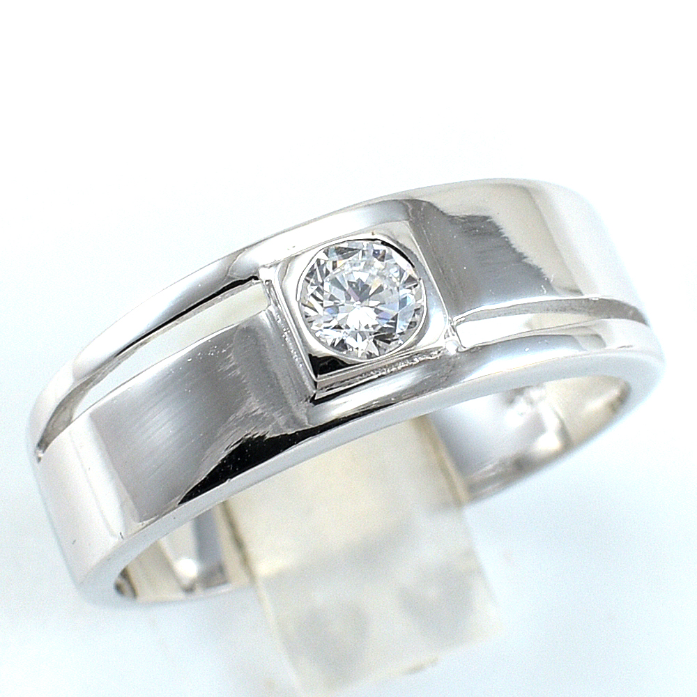 แหวนเงินแท้ราคาถูกชุบทองคำขาว เพชรCZแท้ 0.35 กะรัต งานประณีตสวยงาม สั่งผลิตค่ะ