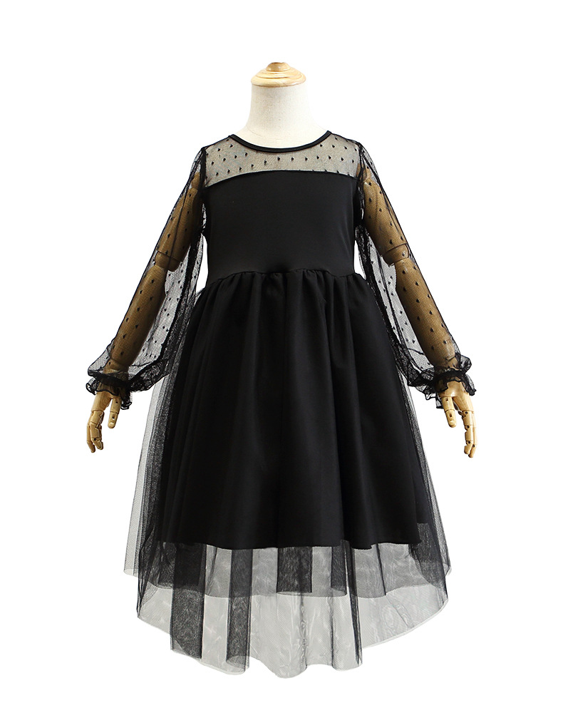 friendly4kid พร้อมส่ง ชุดฮาโลวีนเด็กผู้หญิง haloween ชุดเดรสสีดำ สไตล์สาวแม่บ้าน