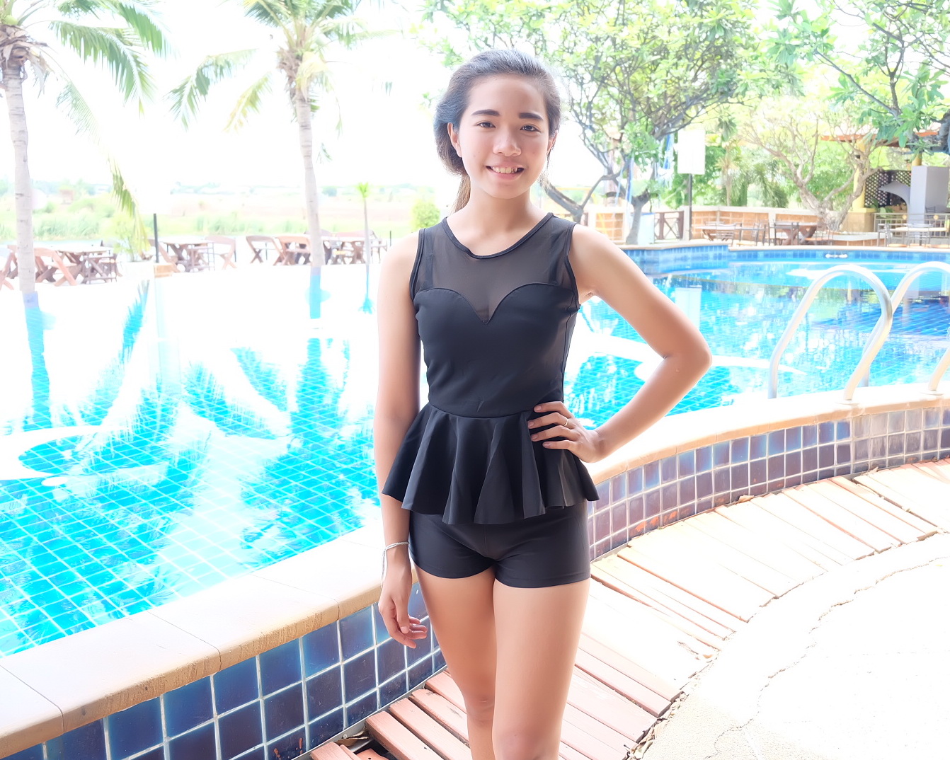 ชุดว่ายน้ำสีดำ รอบอก 30-34 นิ้ว รอบเอว 22-28 สะโพก 32-38 นิ้ว เนื้อผ้าดี งานสวยค่ะ