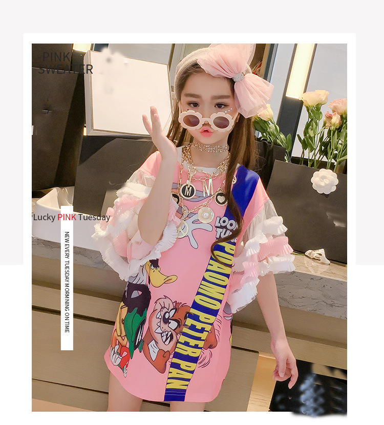 พร้อมส่ง ชุดเด็ก มินิเดรส แขนระบาย ลายกระต่าย