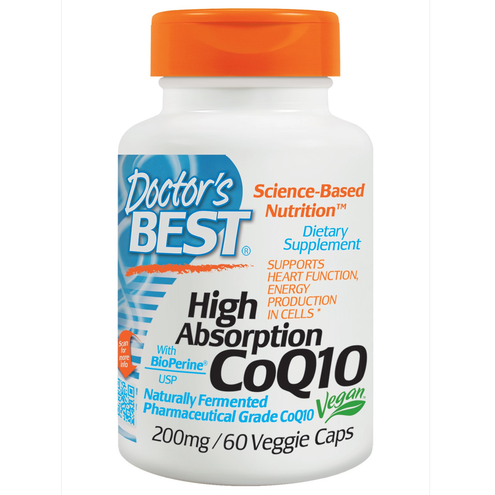 (Pre-order)Doctor's Best, High Absorption CoQ10, 200 mg, 60 Veggie Caps,Pharmaceutical Grade เพิ่มพลังานให้กับเซลล์ บำรุงผิวพรรณให้ชุ่มชื่น ชะลอการเสื่อมสภาพของเซลล์ผิว,Bioperine เพิ่มประสิทธิภาพการดูดซึม