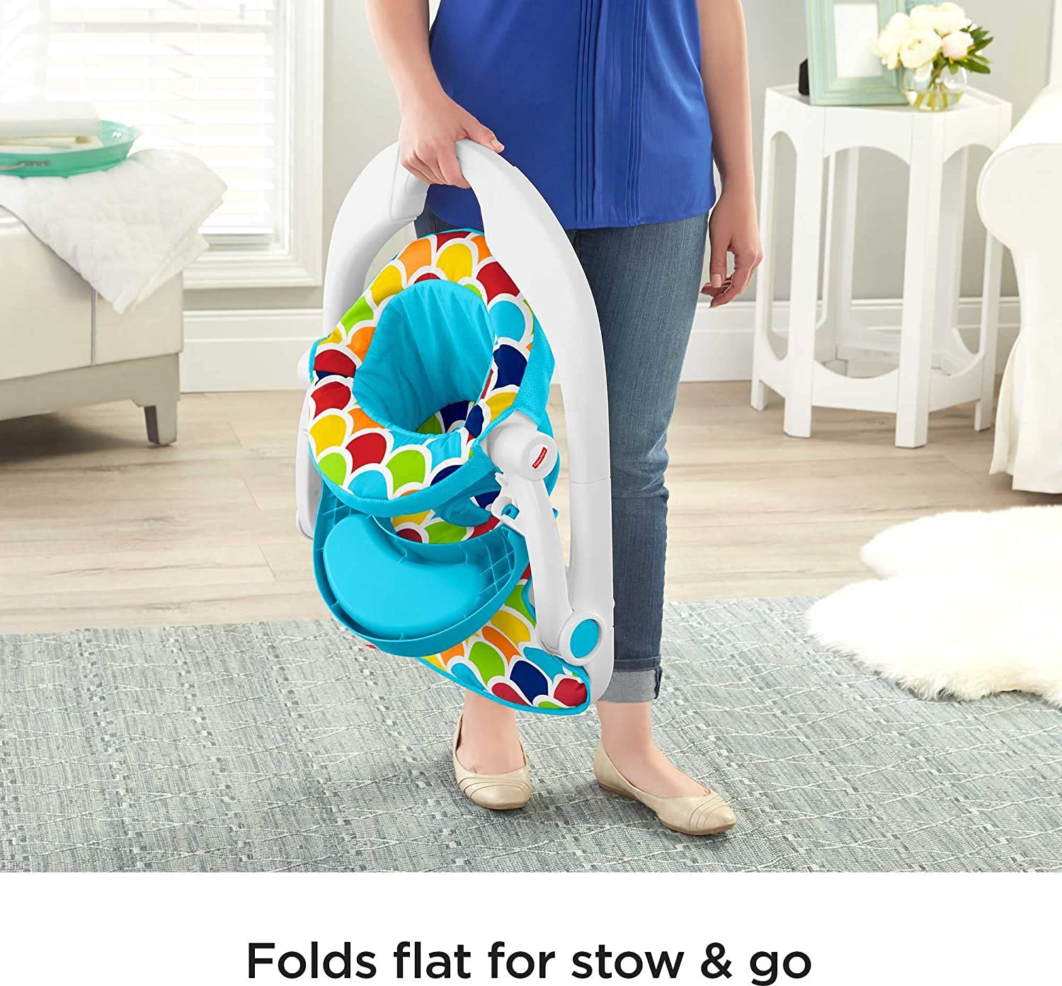 เก้าอี้นั่ง Fisher-Price Premium Sit-Me-Up Floor Seat with-Toy Tray Peek-a-Boo Fox Portable Baby Chair with Snack Tray and-Toys