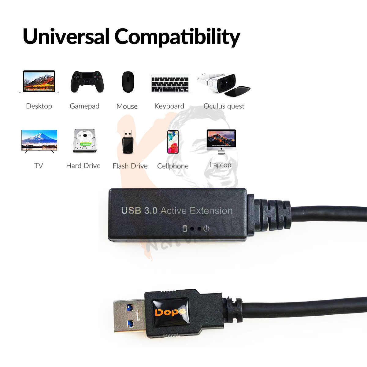 Active Extension USB3.0 Cable by Dope Speed 5Gbps สาย USB3.0 ต่อยาว ผู้/เมีย แบบมีวงจรขยายและไฟเลี้ยง DP-6443 , DP-6445