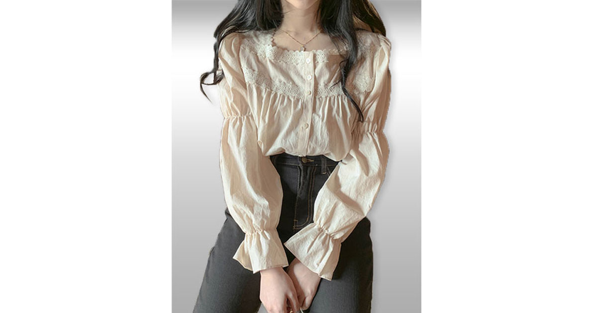 เสื้อแฟชั่นแต่งลูกไม้สวยหวาน รหัส 2396