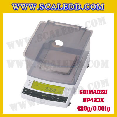เครื่องชั่งดิจิตอล ทศนิยม 3 ตำแหน่ง รุ่น UP423X 420gx0.001g เครื่องชั่งละเอียดสูง420g เครื่องชั่งน้ำหนัก420g ตาชั่ง420กรัม พิกัดน้ำหนัก 420g ความละเอียด 0.001g ยี่ห้อ SHIMADZU รุ่น UP423X