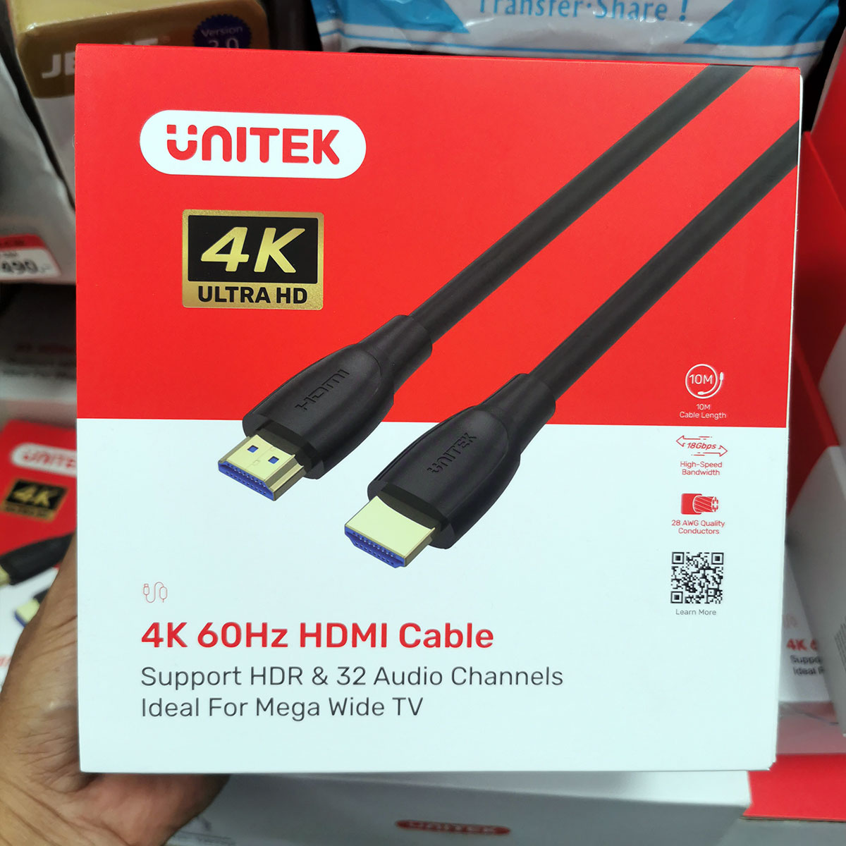 4K 60Hz สาย HDMI 2.0 Unitek คุณภาพสูง 18Gbps รองรับ HDR /eARC /EDID /Dolby Vision by Unitek