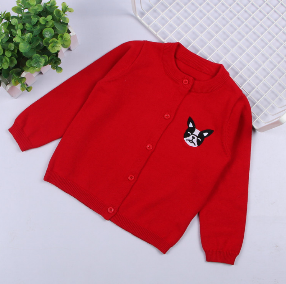 กันหนาว: เสื้อกันหนาวเด็ก ไหมพรม ลายหมา