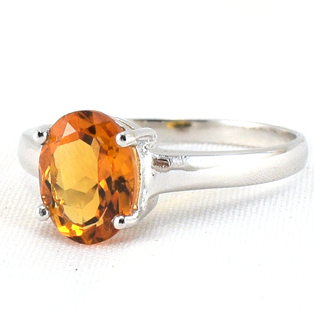 แหวนเงินแท้ราคาถูกชุบทองคำขาว ซิทรินแท้ 2.25 กะรัต งานประณีตสวยงาม สั่งผลิตค่ะ