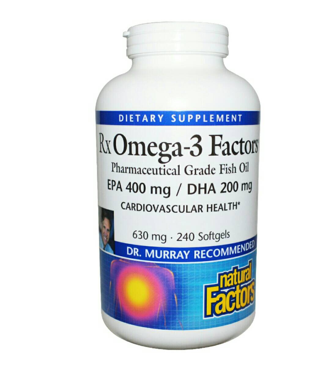 Natural Factors, Rx Omega-3 Factors, 630 mg, 240 Softgels (Pharmaceutical grade fish oil)บำรุงสมองและหัวใจ ช่วยลดระดับคลอเรสเตอรอล