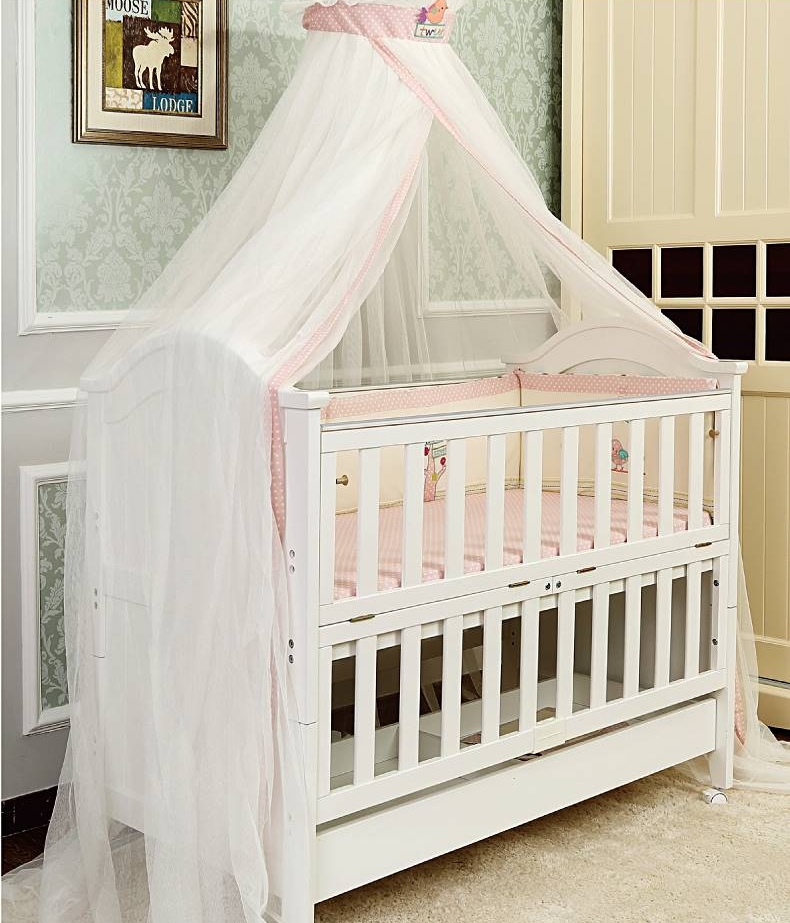 เตียงเด็ก ไม้สีขาว มีลิ้นชักเก็บของ ปรับเป็นโต๊ะได้ มีลิ้นชัก TP21048 (WD6A)