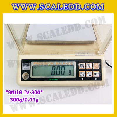 เครื่องชั่งดิจิตอลทศนิยม2ตำแหน่ง 300g x 0.01g เครื่องชั่งน้ำหนักดิจิตอล300กรัม เครื่องชั่งน้ำหนัก300g เครื่องชั่งละเอียดสูง ตาชั่งละเอียดสูง300กรัม พิกัดน้ำหนัก 300g ความละเอียด0.01g ยี่ห้อ JADEVER รุ่น SNUG IV-300