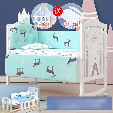 เตียงเด็กไม้สีขาว สามารถปรับขยายเป็นเตียงเด็กโต Double Size WW3 (TB10108)