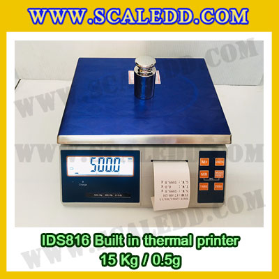 เครื่องชั่งดิจิตอล พิกัดน้ำหนัก 15kg Built-in thermal printer ยี่ห้อ SDS รุ่น IDS816 ค่าละเอียด 0.5g