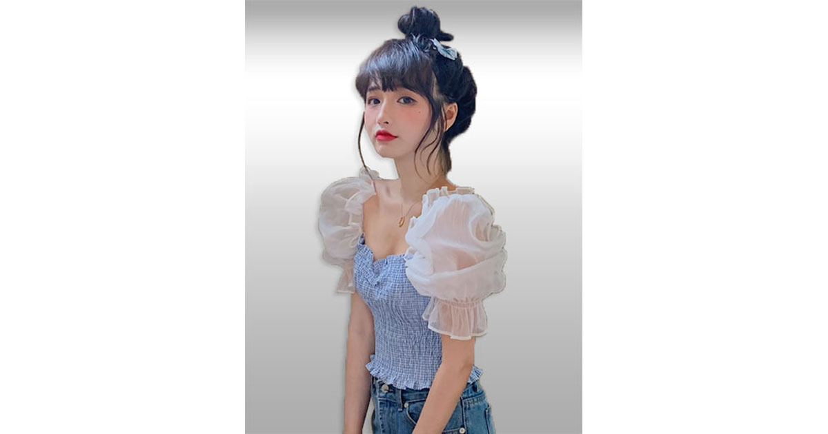 เสื้อครอปแฟชั่นสวยหวานสไตล์เกาหลี รหัส 2320