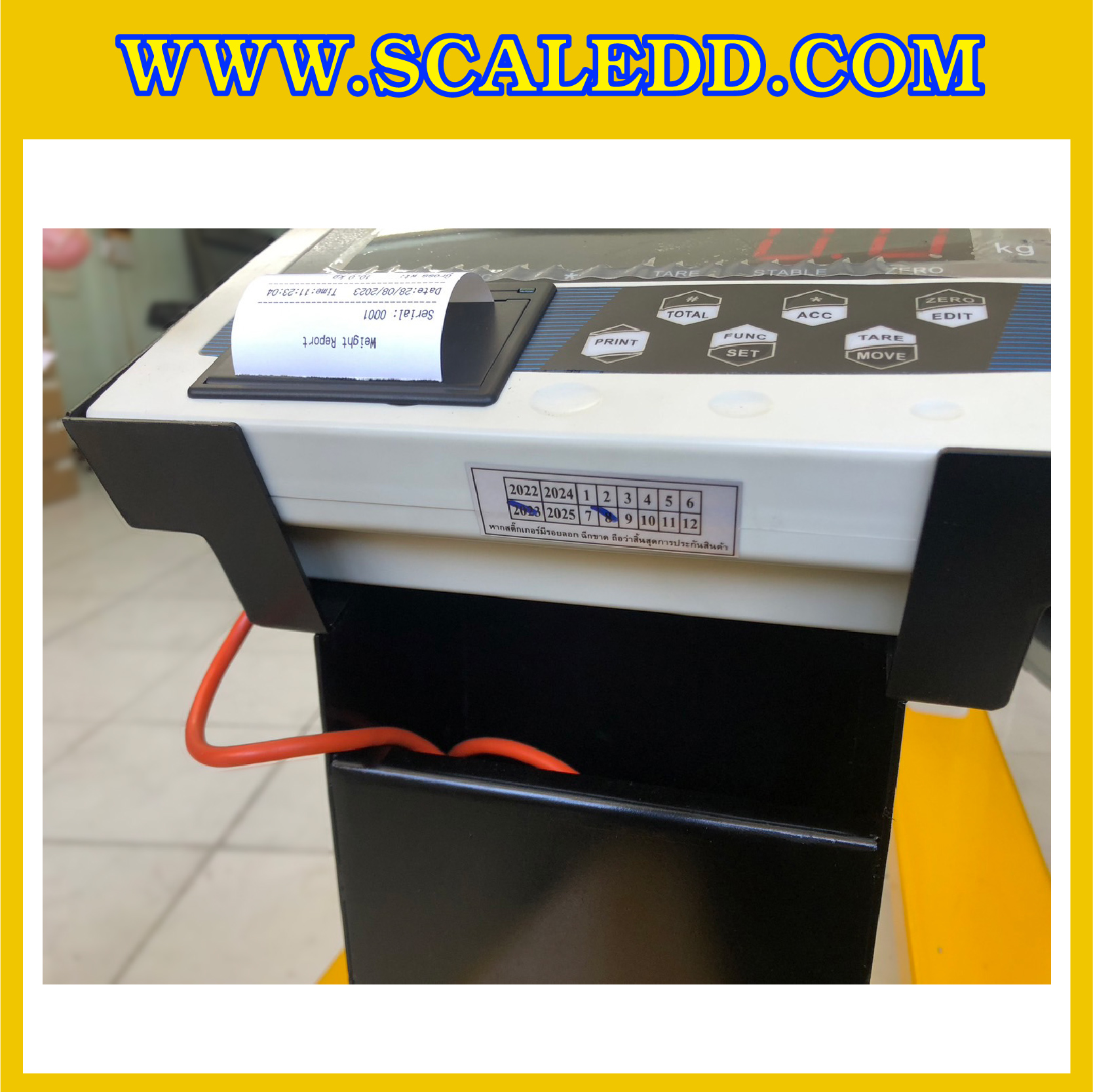 เครื่องชั่งน้ำหนักรถพาเลท พร้อมปริ้นเตอร์ 1000kg เครื่องชั่งรถพาเลท 1 ตัน เครื่องชั่งแฮนด์พาเลท ค่าความละเอียด 500g ยี่ห้อ TIGER รุ่น THP-02P