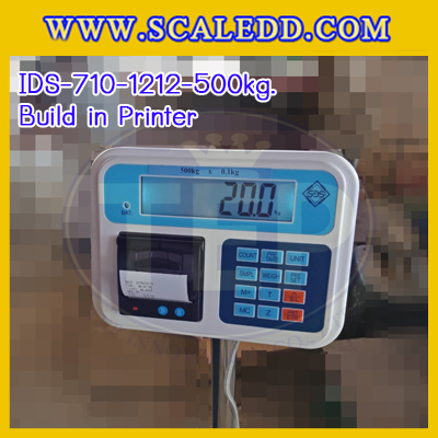 เครื่องชั่งน้ำหนักดิจิตอล พร้อมปริ้นเตอร์ในตัว พิกัด 500kg ค่าละเอียด 50g ยี่ห้อ SDS รุ่น IDS710 ขนาดแท่น 120x120cm.