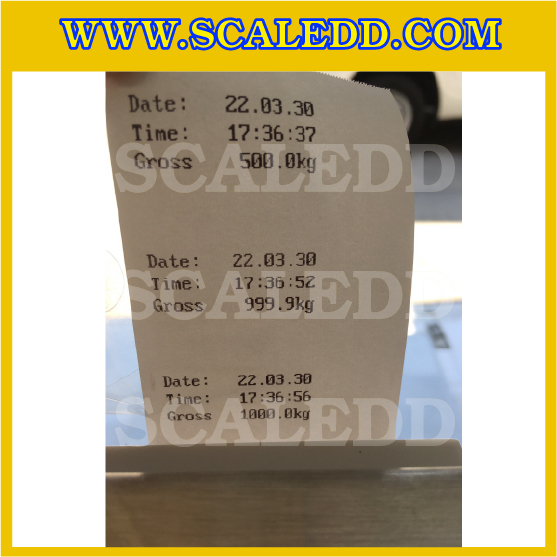 เครื่องชั่งพร้อมปริ้นเตอร์ในตัว ยี่ห้อ SDS รุ่น IDS701-PLCD-Thermal พิกัด 1000kg ค่าละเอียด 100g ขนาดแท่น 120x120cm.