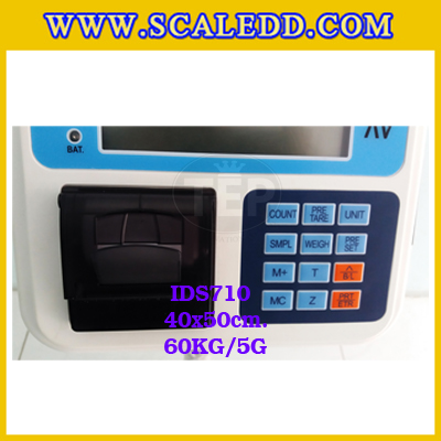 เครื่องชั่งพร้อมปริ้นเตอร์ในตัว พิกัด 60kg รุ่น IDS710 ขนาดแท่น 40x50cm. เครื่องชั่งน้ำหนัก60kg เครื่องชั่งดิจิตอลชั่ง60kg ตาชั่ง60kg ตาชั่งดิจิตอล60kg พิกัดน้ำหนัก 60kg ค่าละเอียด 5g เครื่องชั่งยี่ห้อ SDS