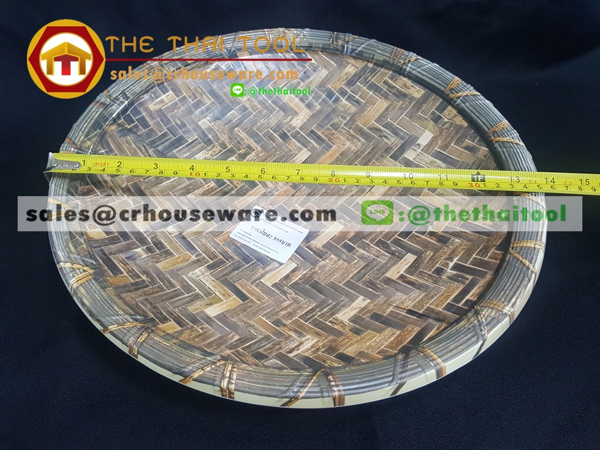ถาดกลมเมลามีน 14 นิ้ว ลายไม้สาน รหัส : NK13809-14 Melamine tray round shape waeve design 14 inches. Code : NK13809-14