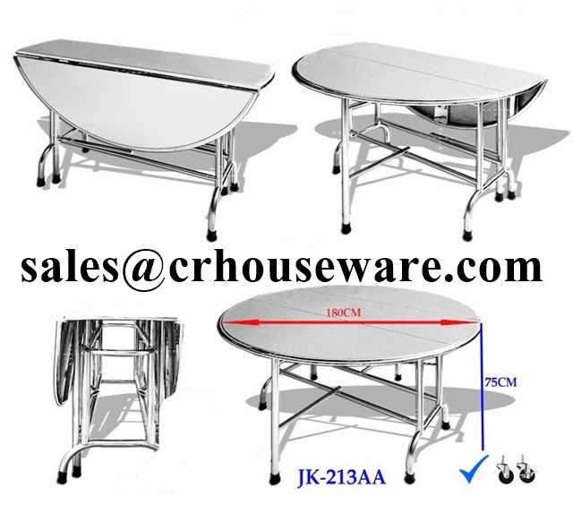 โต๊ะกลมผีเสื้อพับ 3 ตอนพับขาโค้งตั้งได้ (180 ซม). 075-JK-213AA